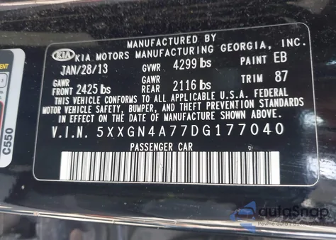 2013 Kia Optima Ex from USA, damaged, VIN 5XXGN4A77DG177040